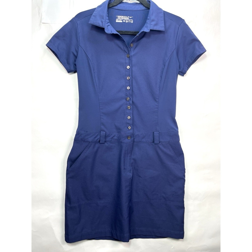 Nike Golf Tour Performance Stretch Dri-Fit Blue Polo Dress Women's 8 Athleisure